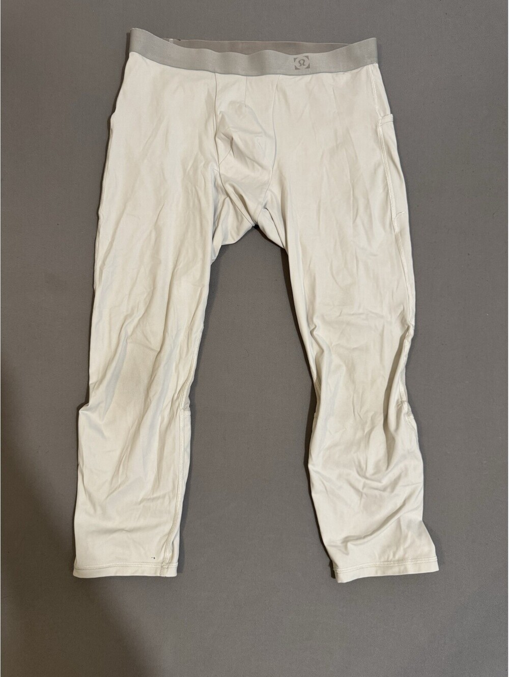 Lululemon Pants Mens XL White Surge Tight Leggings Cropped Reflective